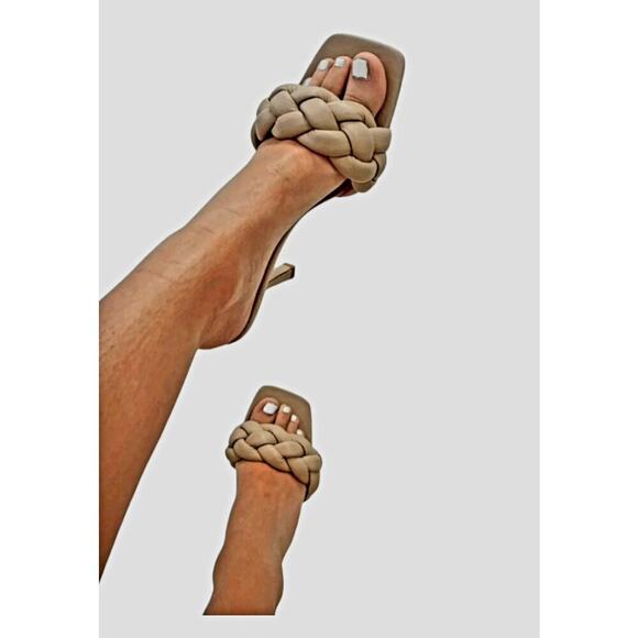 Ashley Braided Toe Strap Mule Heel Slide On‎ Sandals - Picture 1 of 8